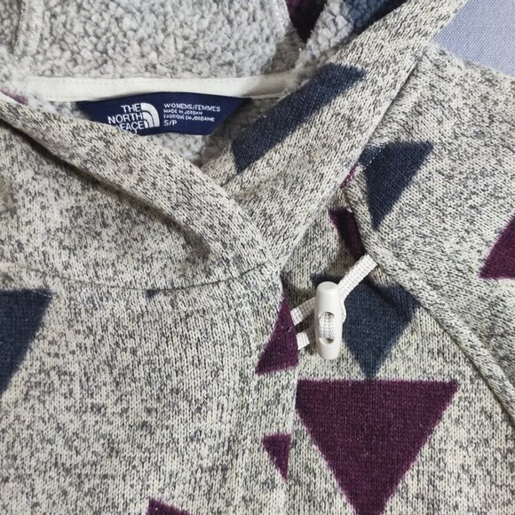 The North Face Crescent Wrap Jacket with Hood women's size S beige Aztec fleece - Picture 9 of 11